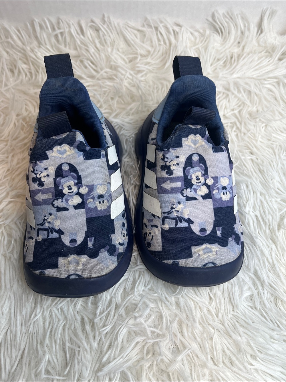 adidas Kids Navy & White Cartoon Slip-On Sneakers